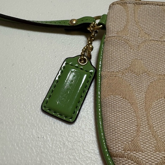 Coach Beige and Green Wristlet - Picture 5 of 6